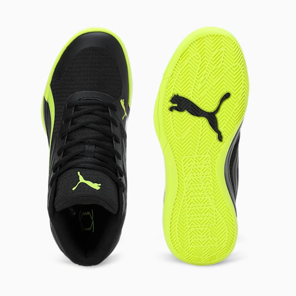 Court Pro Basketball Shoes, PUMA Black-Electric Lime, extralarge-IND