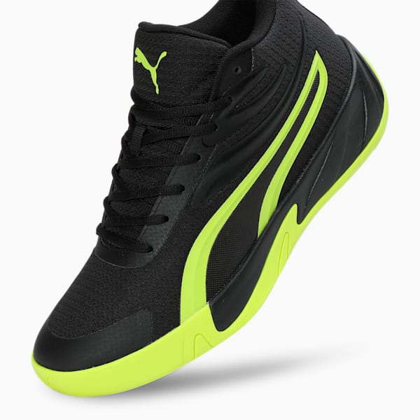 Court Pro Basketball Shoes, PUMA Black-Electric Lime, extralarge-IND