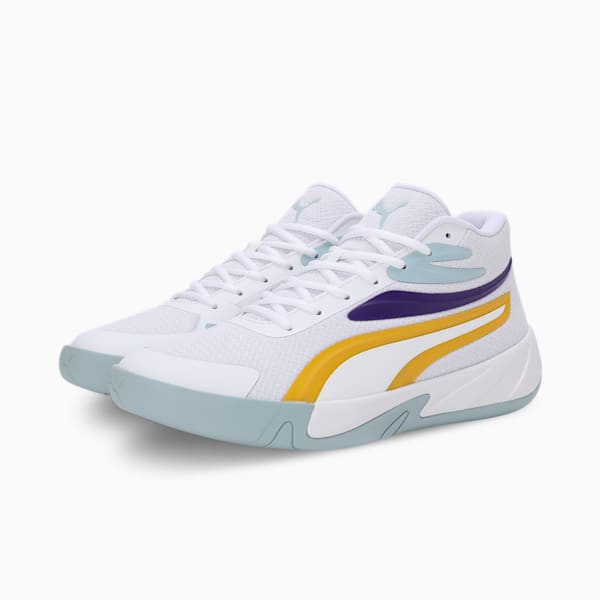 Court Pro Basketball Shoes, PUMA White-Yellow Sizzle-Team Violet, extralarge-IND