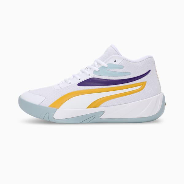 Court Pro Basketball Shoes, PUMA White-Yellow Sizzle-Team Violet, extralarge-IND