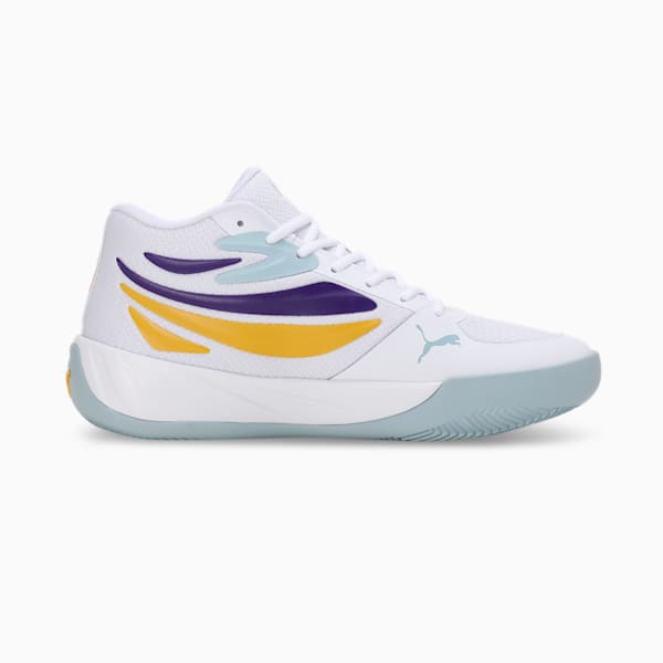 Court Pro Basketball Shoes, PUMA White-Yellow Sizzle-Team Violet, extralarge-IND