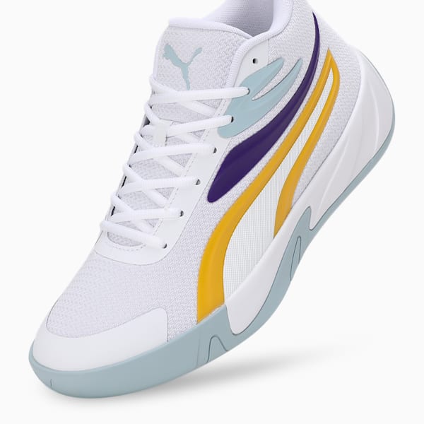 Court Pro Basketball Shoes, PUMA White-Yellow Sizzle-Team Violet, extralarge-IND