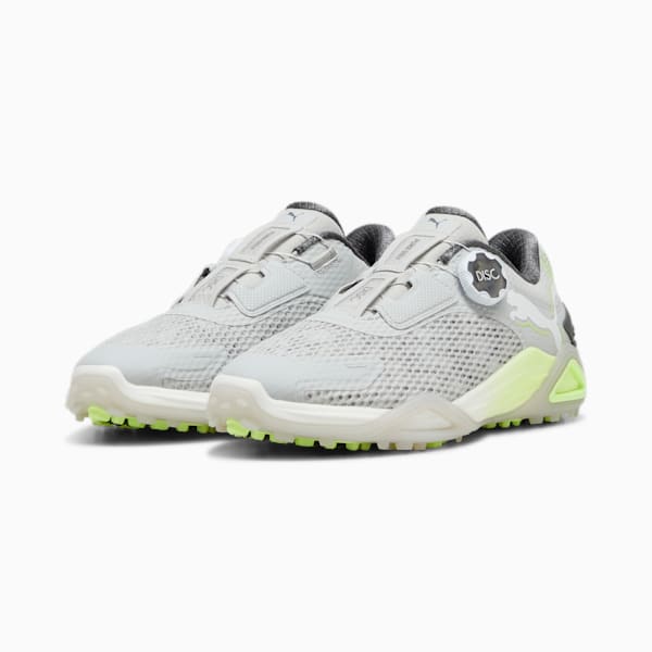 ウィメンズ ゴルフ シャドウキャット ニトロ ディスク スパイクレス シューズ, Glacial Gray-Feather Gray-Fast Yellow, extralarge-JPN