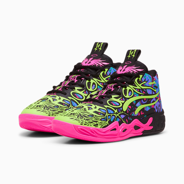 Tenis de básquetbol Heem MB.04, PUMA Black-Luminous Pink-Electric Lime, extralarge