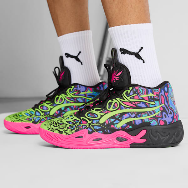 Tenis de básquetbol Heem MB.04, PUMA Black-Luminous Pink-Electric Lime, extralarge
