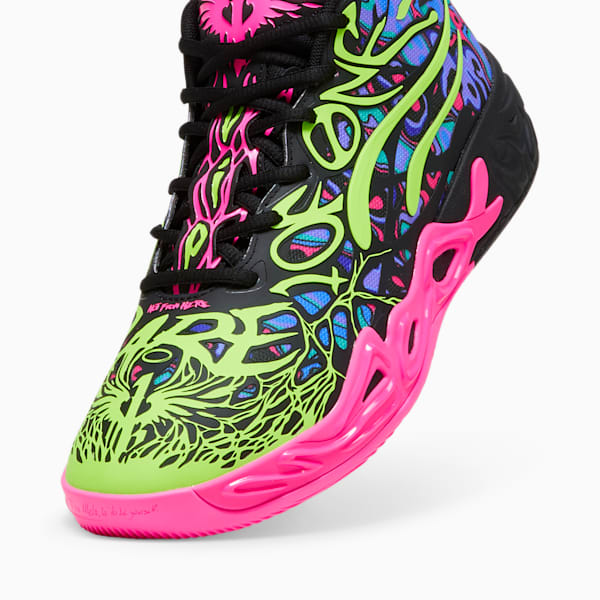 Tenis de básquetbol Heem MB.04, PUMA Black-Luminous Pink-Electric Lime, extralarge