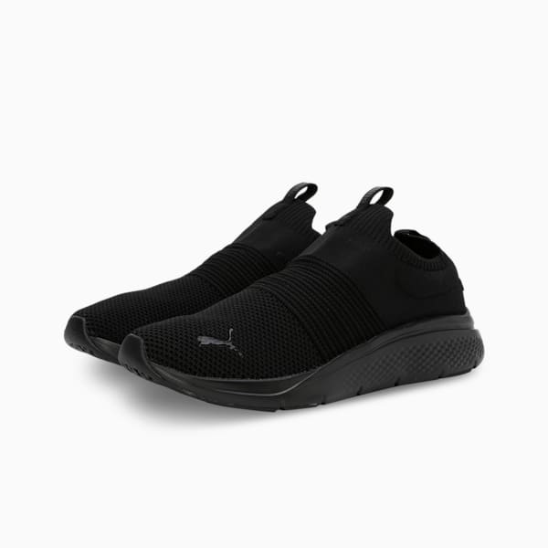 Puma black slip on shoes clearance