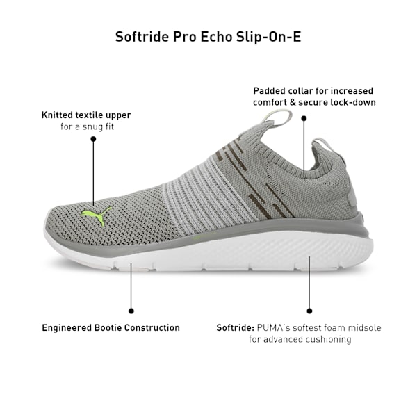 Softride Pro Echo Men's Slip-On Shoes, Cool Light Gray-Electric Lime, extralarge-IND
