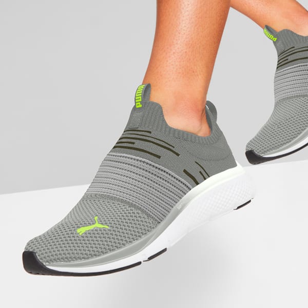 Softride Pro Echo Men's Slip-On Shoes, Cool Light Gray-Electric Lime, extralarge-IND