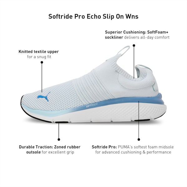 Softride Pro Echo Slip-On Women's Shoes, Dewdrop-Blue Skies, extralarge-IND