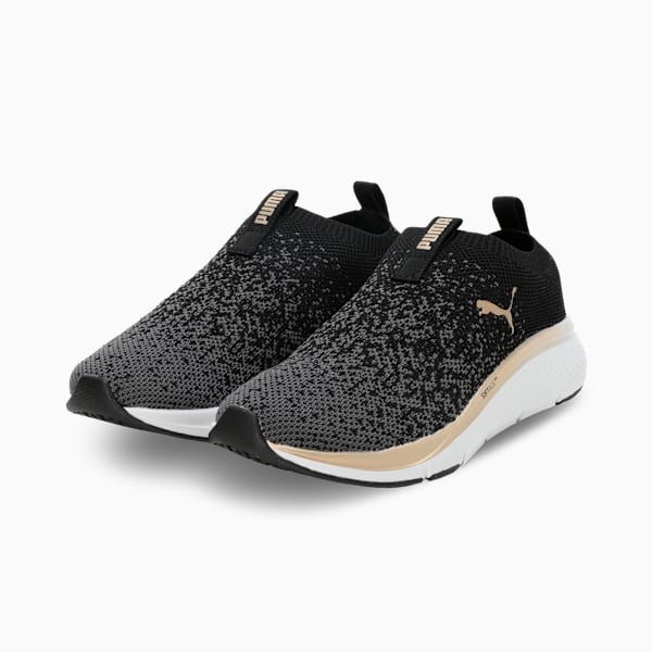 Softride Pro Echo Remi Women's Slip On Shoes, PUMA Black-PUMA Gold-PUMA White, extralarge-IND