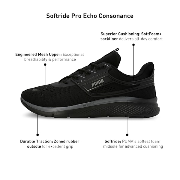 Softride Pro Echo Consonance Men's Running Shoes, PUMA Black-Shadow Gray, extralarge-IND
