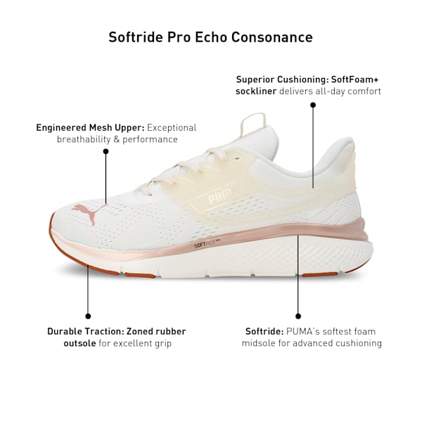 Softride Pro Echo Consonance Women's Running Shoes, Warm White-Rose Gold-Teak, extralarge-IND