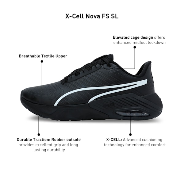 X-Cell Nova FS Running Shoes, PUMA Black-PUMA White, extralarge-IND