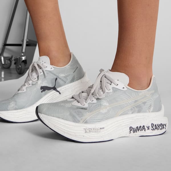 PUMA x SAYSKY Deviate NITRO™ Elite 3 Women's Running Shoes, Cool Light Gray-New Navy, extralarge