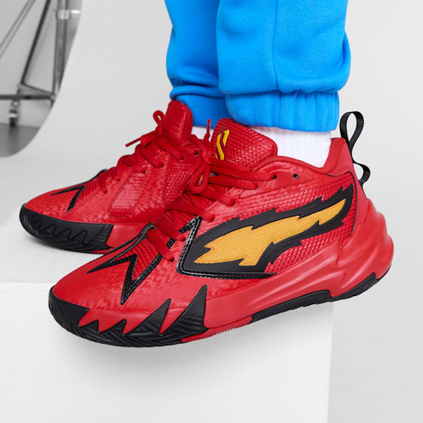 PUMA Boys Scoot Zeros Retro Portland Boys Grade School Basketball Shoes Red Black Yellow Size 05.0