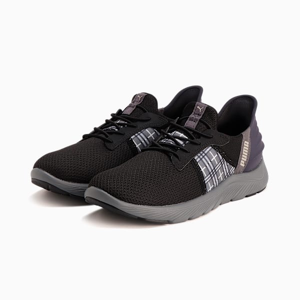 ウィメンズ ソフトライド レミ イーズインチェッカー ランニングシューズ, PUMA Black-Galactic Gray, extralarge-JPN