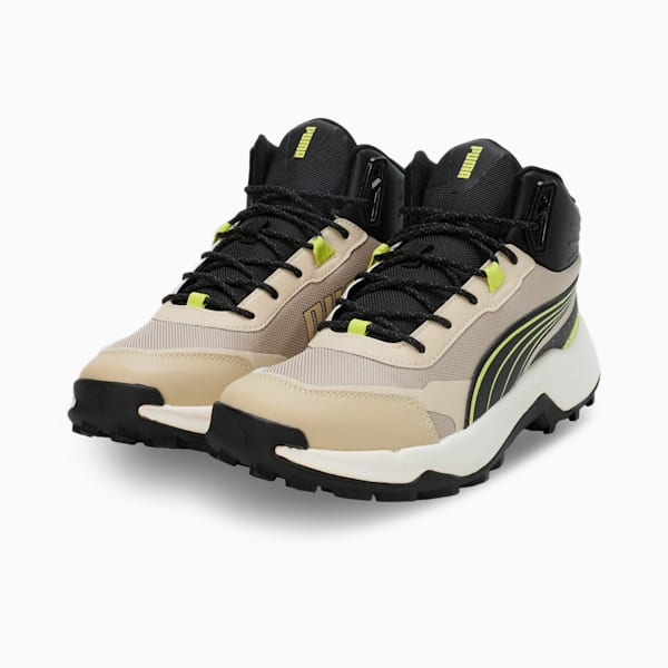 Questblitz Mid Men's Running Shoes, Toasted Almond-Lime Sheen-PUMA Black, extralarge-IND