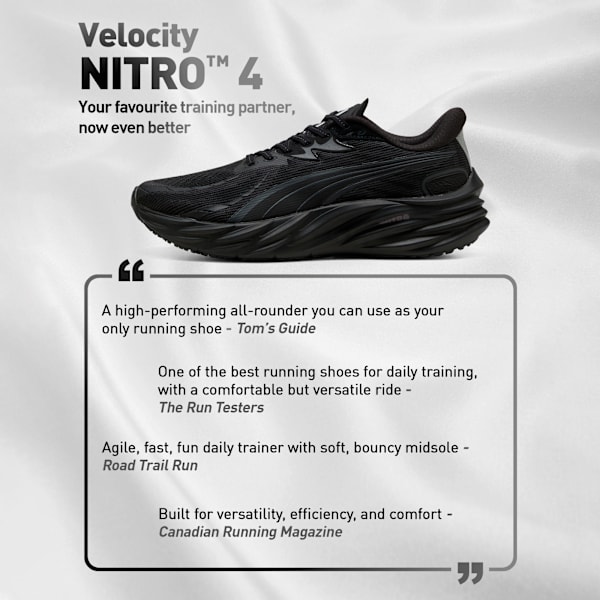 Velocity NITRO 4 Men's High Cushion Running Shoes, PUMA Black, extralarge-IND