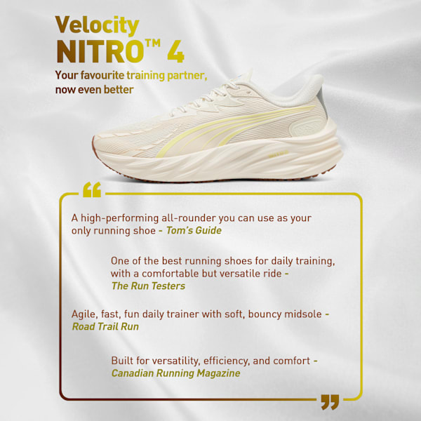 Velocity NITRO 4 Men's High Cushion Running Shoes, Warm White-Gold Moon, extralarge-IND
