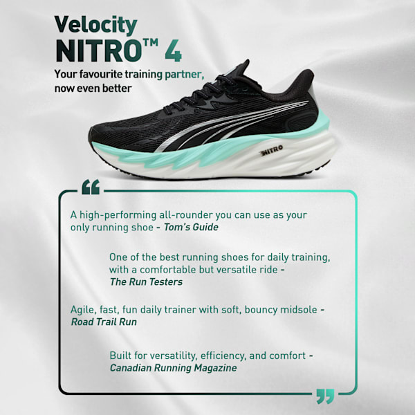 Velocity NITRO 4 Women's High Cushion Running Shoes, PUMA Black-Mint Melt, extralarge-IND