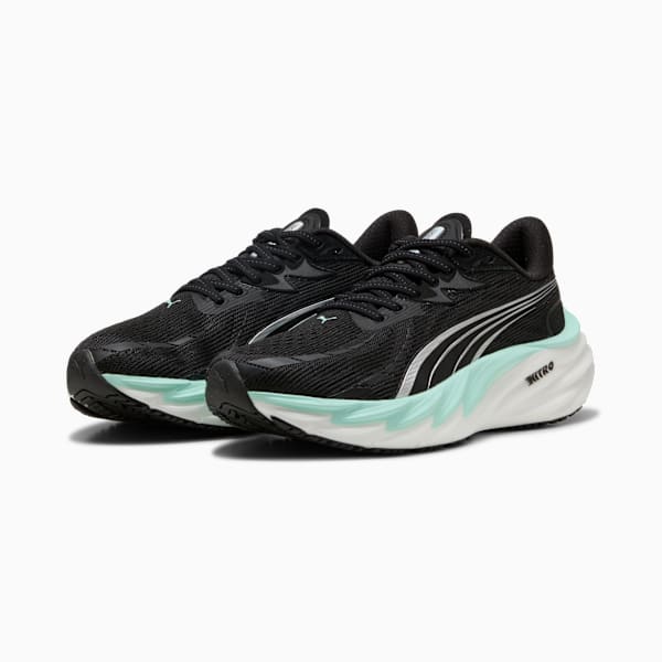 Velocity NITRO 4 Women's High Cushion Running Shoes, PUMA Black-Mint Melt, extralarge-IND