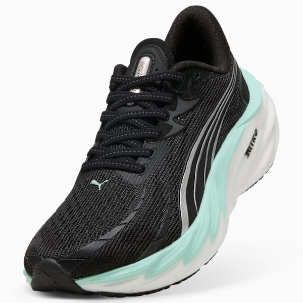 Velocity NITRO 4 Women's High Cushion Running Shoes, PUMA Black-Mint Melt, extralarge-IND