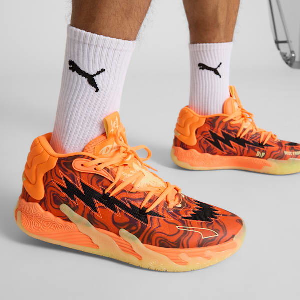 PUMA x LAMELO BALL MB.03 Halloween Men's Basketball Shoes, Fluro Orange Pes-PUMA Black, extralarge