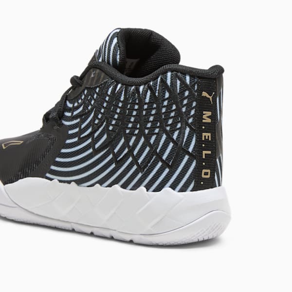 Tenis de basquetbol PUMA x LAMELO BALL MB.01 50th para niños pequeños, PUMA Black-PUMA White-PUMA Gold, extralarge