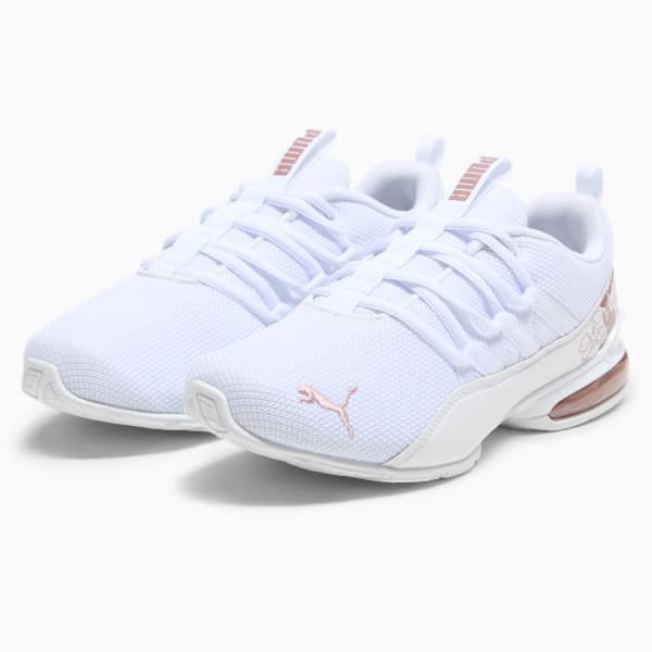 Tenis para correr Riaze Prowl Floral Wide para mujer, PUMA White-Rose Gold, extralarge