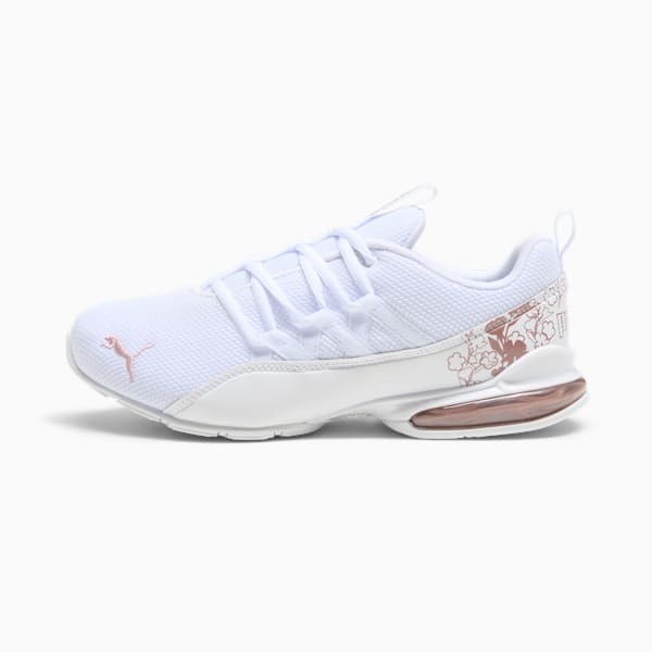 Tenis para correr Riaze Prowl Floral Wide para mujer, PUMA White-Rose Gold, extralarge