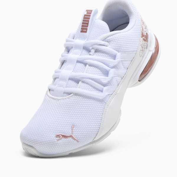 Tenis para correr Riaze Prowl Floral Wide para mujer, PUMA White-Rose Gold, extralarge