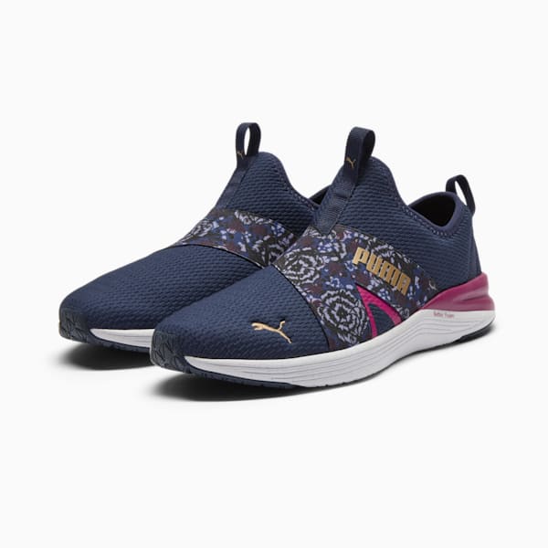 Tenis para correr sin cordones Better Foam Prowl Winter Bloom para mujer, PUMA Navy-Magenta, extralarge