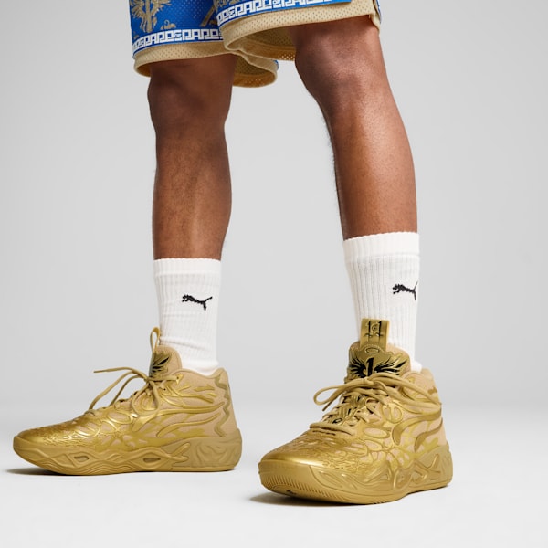 PUMA x LAMELO BALL MB.04 Golden Child Men's Basketball Shoes, PUMA Gold-Matte Puma Gold-PUMA Black, extralarge