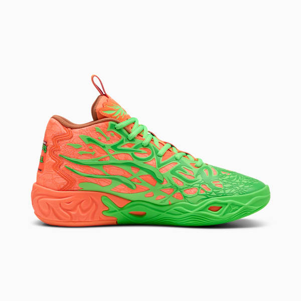 PUMA x LAMELO BALL x TMNT MB.04 Leonardo Michelangelo Men's Basketball Shoes, Fluro Green Pes-PUMA Green-Bright Aqua-Orange Glow, extralarge