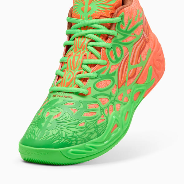 PUMA x LAMELO BALL x TMNT MB.04 Leonardo Michelangelo Men's Basketball Shoes, Fluro Green Pes-PUMA Green-Bright Aqua-Orange Glow, extralarge