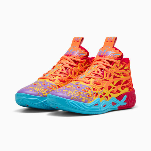 Tenis de básquet MB.04 Phoenix, PUMA Red-Orange Glow-Fluro Orange Pes-Purple Glimmer, extralarge