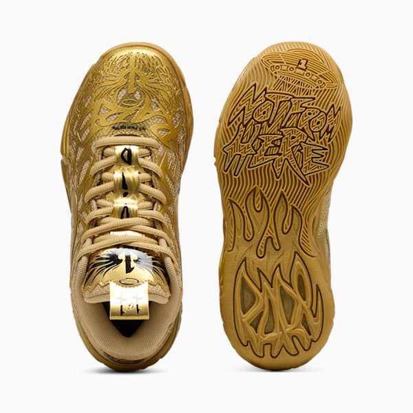 PUMA x LAMELO BALL MB.04 Golden Child Big Kids' Basketball Shoes, PUMA Gold-Matte Puma Gold-PUMA Black, extralarge