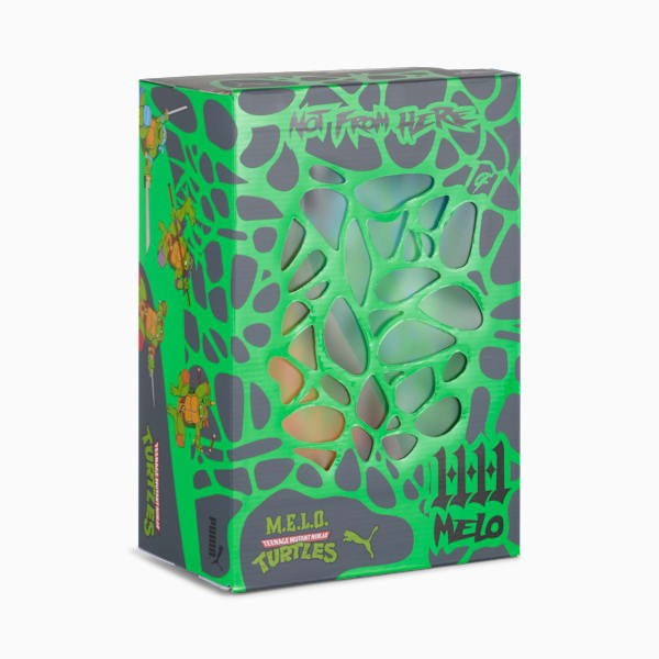 PUMA x LAMELO BALL x TMNT MB.04 Leonardo Michelangelo Big Kids' Basketball Shoes, Fluro Green Pes-PUMA Green-Bright Aqua-Orange Glow, extralarge