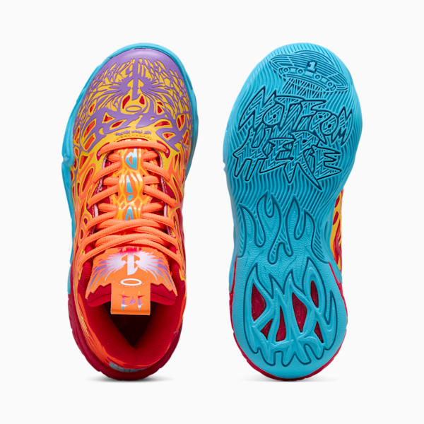 PUMA x LAMELO BALL MB.04 Phoenix Big Kids' Basketball Shoes, PUMA Red-Orange Glow-Fluro Orange Pes-Purple Glimmer, extralarge