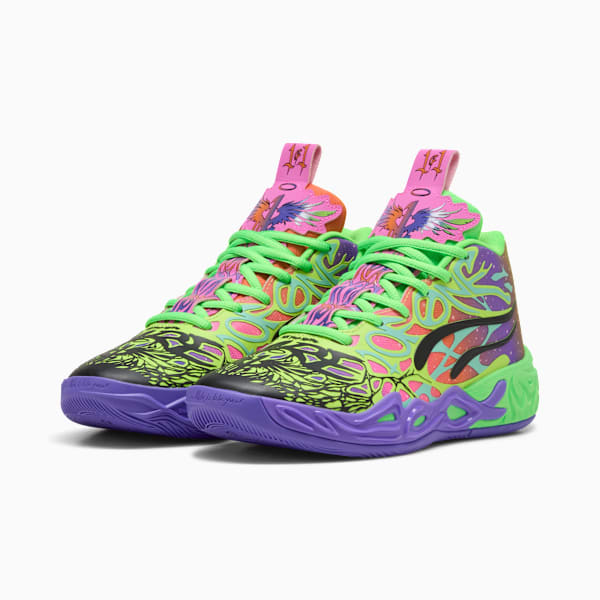 Tenis de básquetbol Be You JR MB.04, PUMA Black-Electric Peppermint-Fluro Green Pes, extralarge