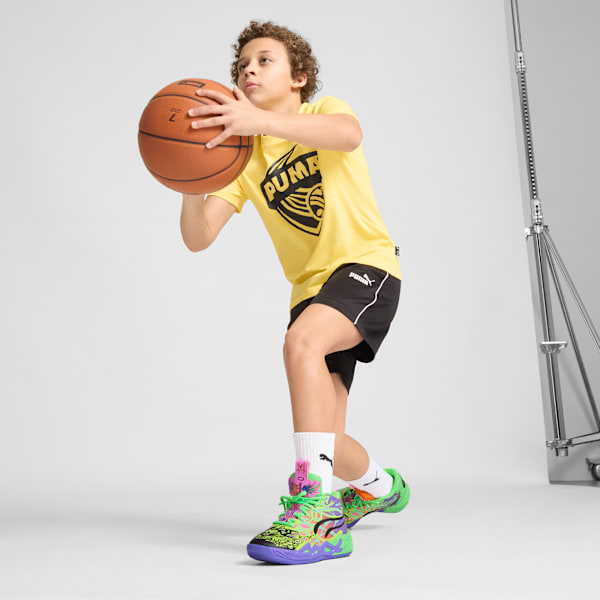 Tenis de básquetbol Be You JR MB.04, PUMA Black-Electric Peppermint-Fluro Green Pes, extralarge