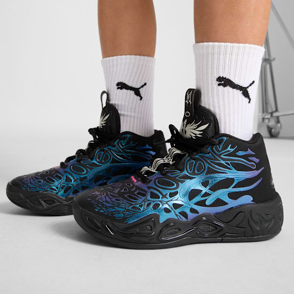 Tenis de basquetbol juvenil MB.04 Reflections, PUMA Black-Ravish, extralarge