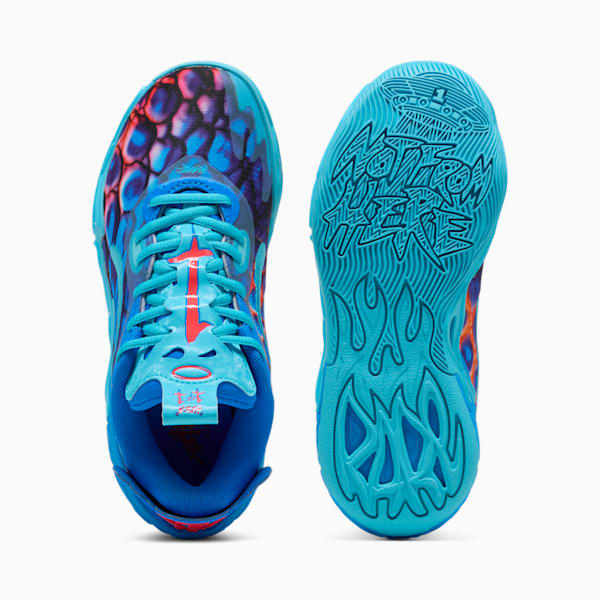 Tenis para niños MB 4.0 LO Alien Skins PUMA x LAMELO BALL, Ultra Blue-Luminous Pink-Green Glare, extralarge