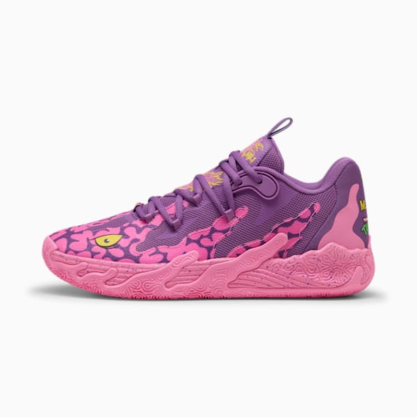 PUMA x LAMELO BALL x TMNT MB.03 Lo Krang Men's Basketball Shoes, Ultra Violet-Fast Pink-Speed Yellow, extralarge