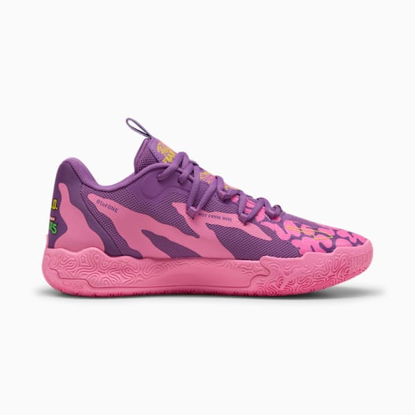 PUMA x LAMELO BALL x TMNT MB.03 Lo Krang Men's Basketball Shoes, Ultra Violet-Fast Pink-Speed Yellow, extralarge