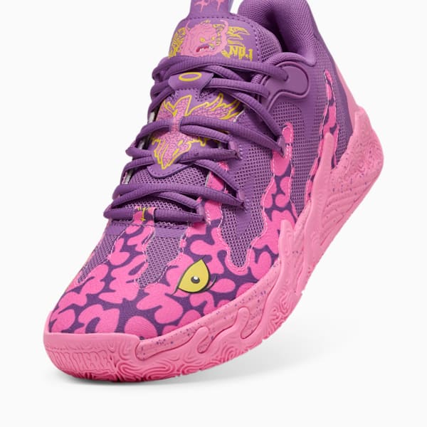 PUMA x LAMELO BALL x TMNT MB.03 Lo Krang Men's Basketball Shoes, Ultra Violet-Fast Pink-Speed Yellow, extralarge