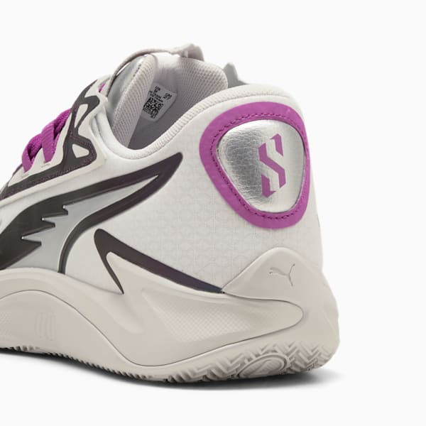 Scoot Zeros II Sterling Men's Basketball Shoes, Feather Gray-Wild Berry, extralarge
