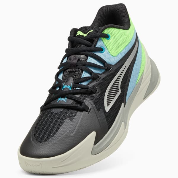 Dagger Men's Basketball Shoes, PUMA Black-Bright Aqua-Green Glare, extralarge