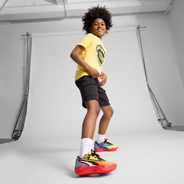 Tenis juvenil para basquetbol Scoot Zeros II Caution, Rickie Orange-Speed Yellow, extralarge